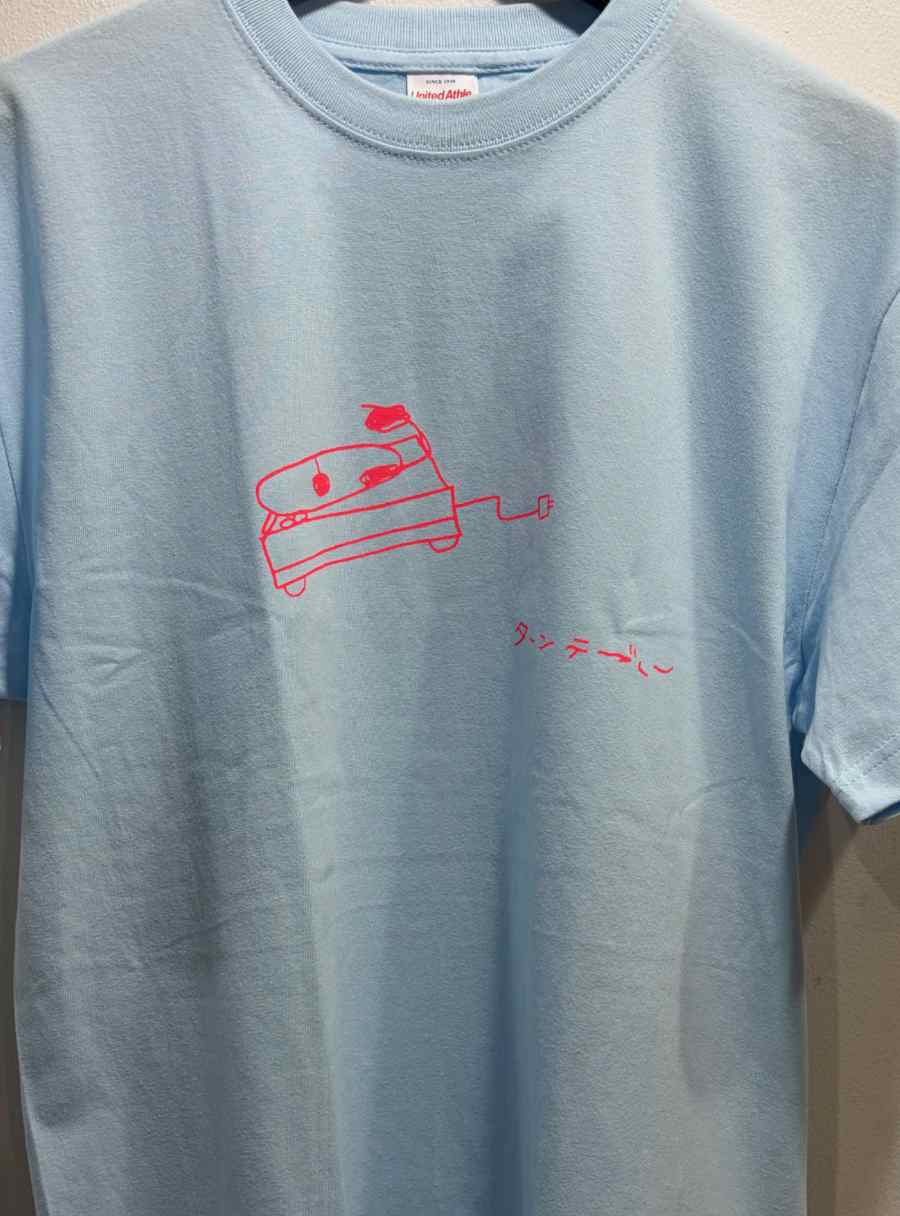 毛利桂 : ターンテーブル Tシャツ(ライトブルー x 蛍光ピンク) 毛利桂 : ターンテーブル Tシャツ(ライトブルー x 蛍光ピンク)